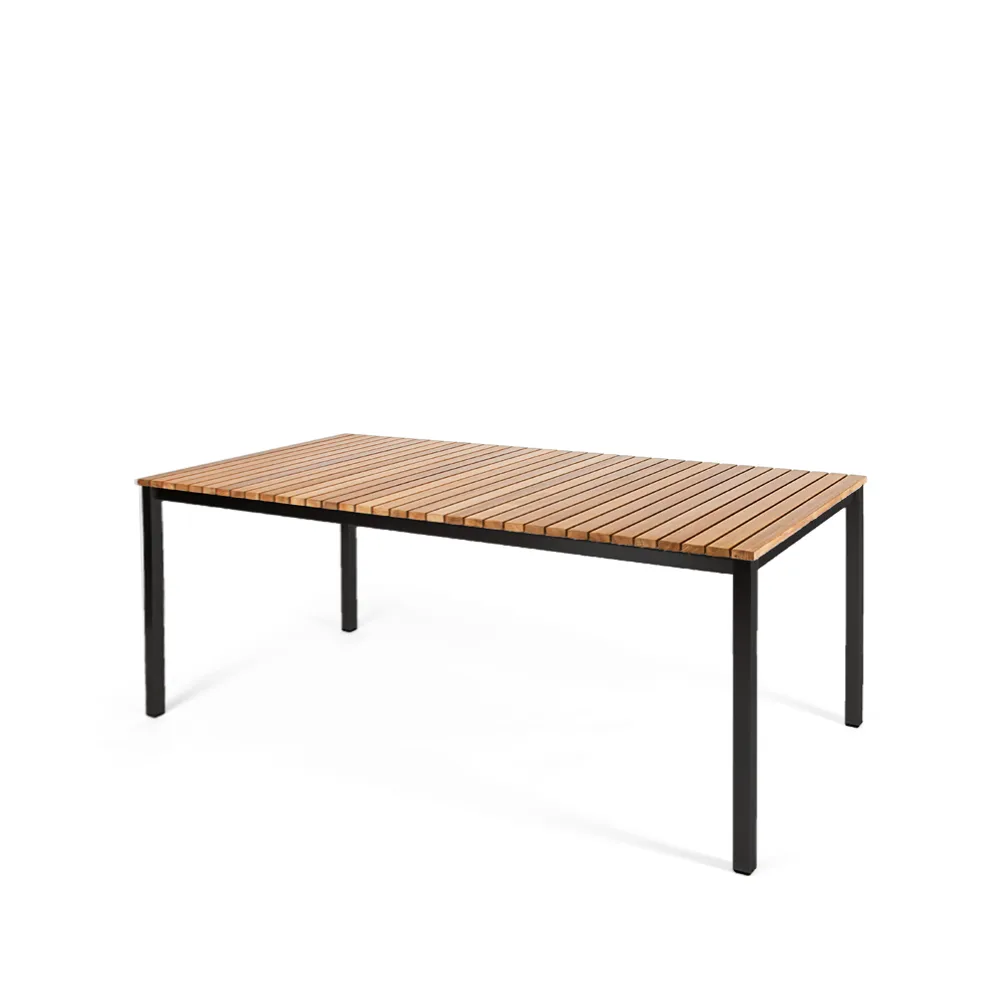 Häringe matbord, Teak, large, svart stålstativ Skargaarden