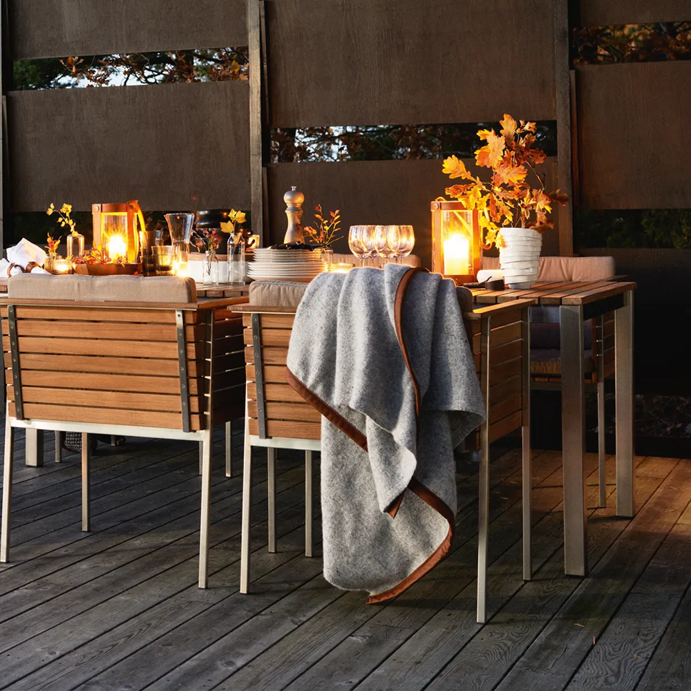 Häringe matbord, Teak, small, svart stålstativ Skargaarden