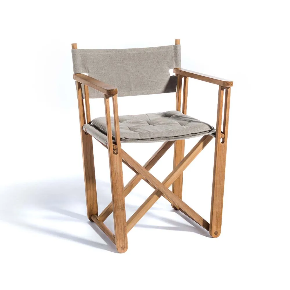 Kryss Dining karmstol, Sunbrella Ashe light grey, teak Skargaarden
