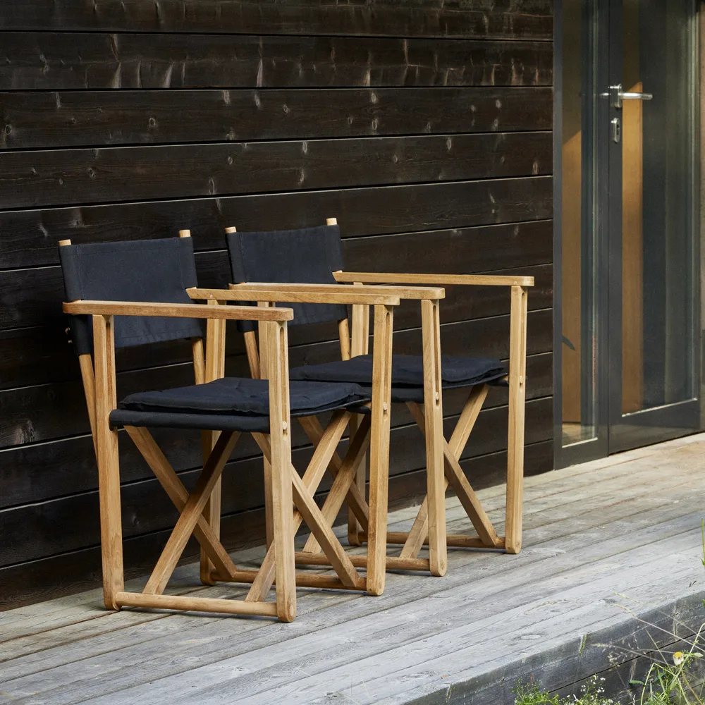 Kryss Dining karmstol, Sunbrella Ashe light grey, teak Skargaarden
