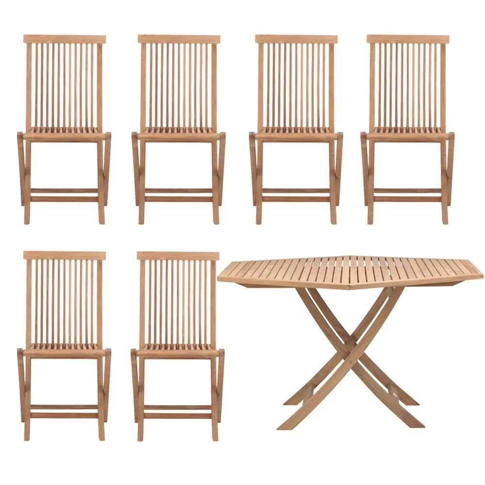Viken matgrupp - 1 bord och 6 stolar - teak Skargaarden