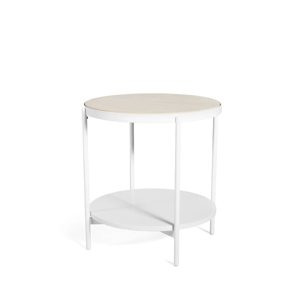 Lene sidobord, vit, lågt, vitpigmenterad askfanér SMD Design