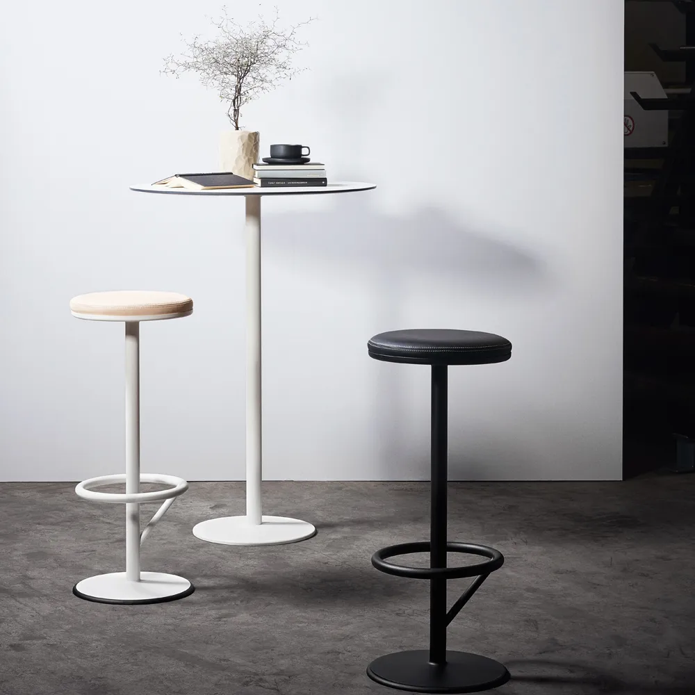Orbit barpall hög, svart matt, svart läder SMD Design