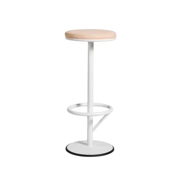 Orbit barpall hög - Vitlack matt, ljusbrunt läder - SMD Design