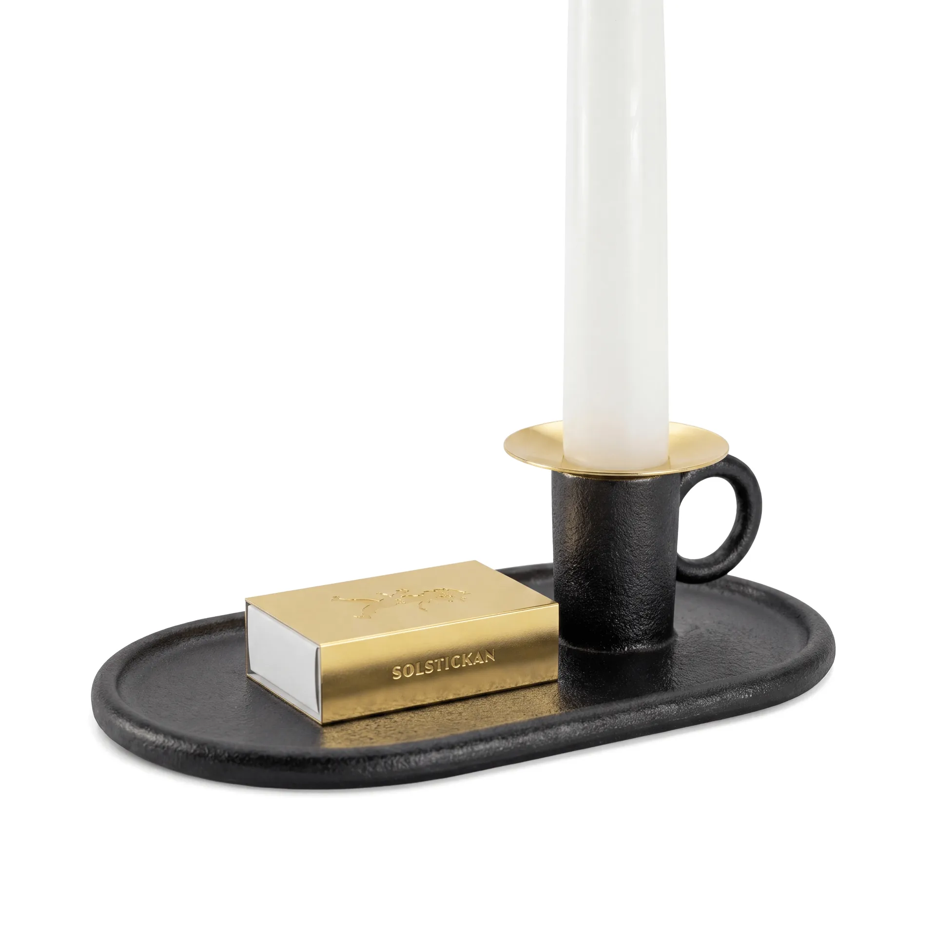 Kammarljusstake med tändsticksetui, Svart Solstickan Design