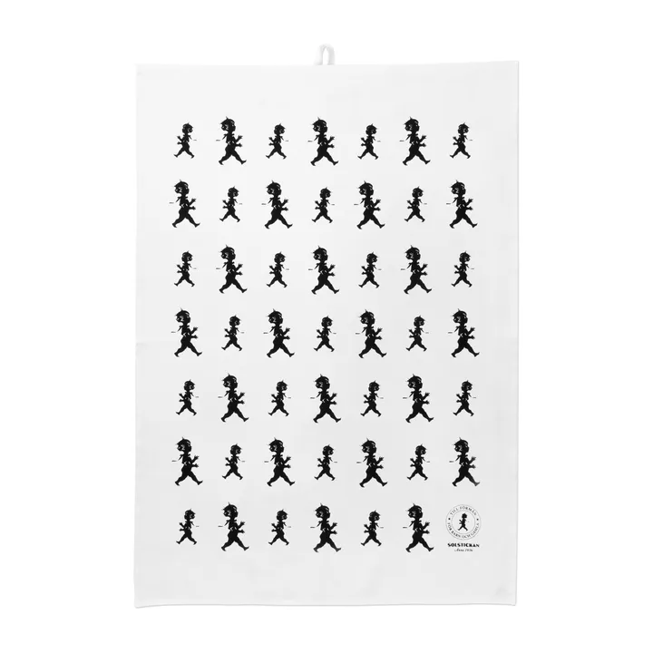 Solstickan kökshandduk 50x70 cm - Vit-svart - Solstickan Design