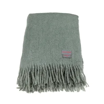 Mohair pläd - sea foam & green bay melange - Stackelbergs