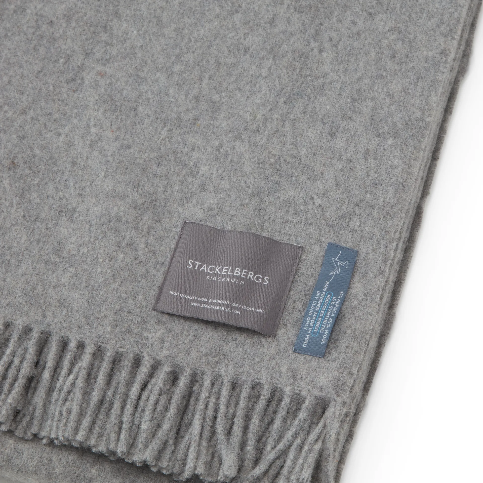 Recycled Alpacka pläd 140x180 cm, Light grey Stackelbergs