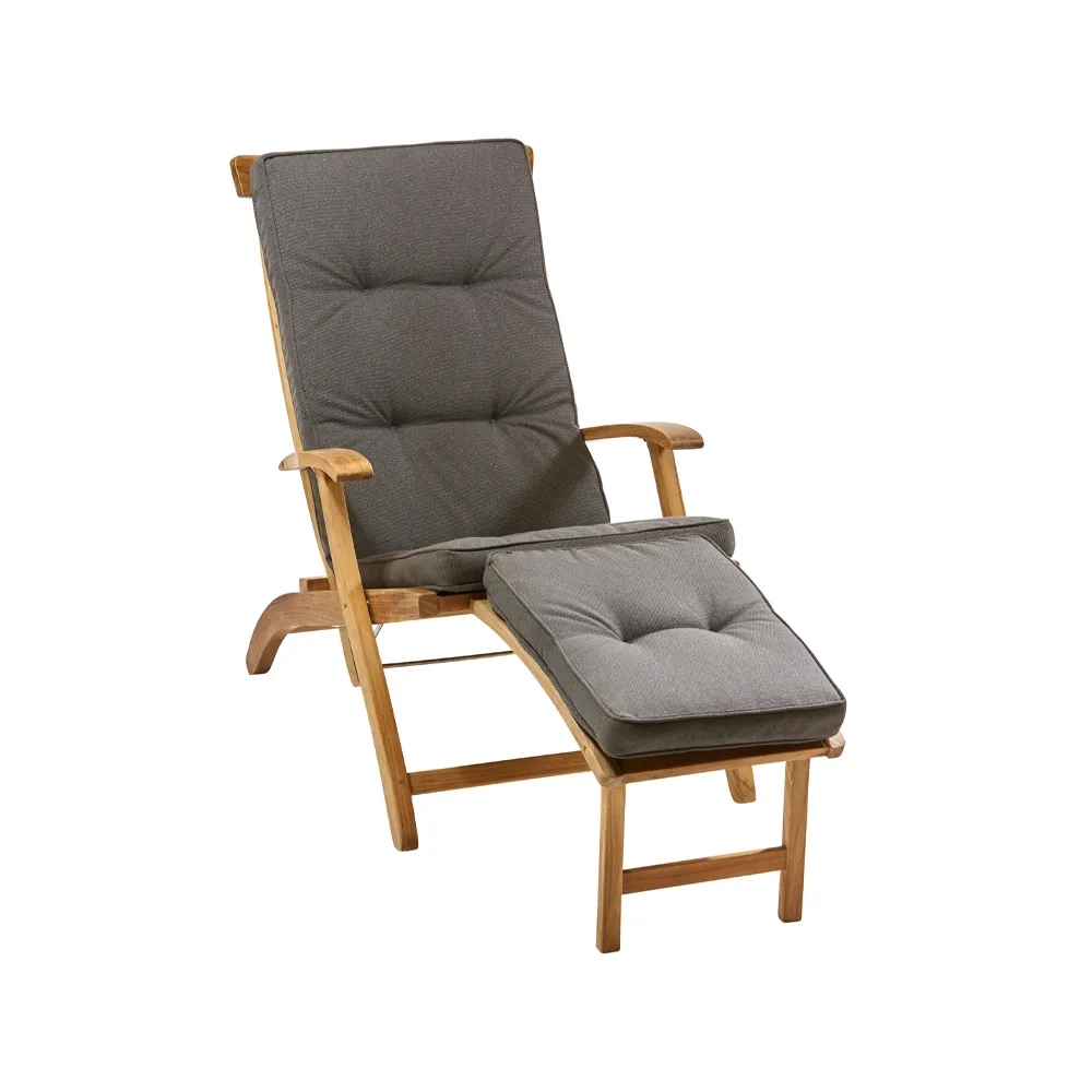 Lobby/SAL däckstolsdyna, Mörkgrå med knappar Stockamöllan