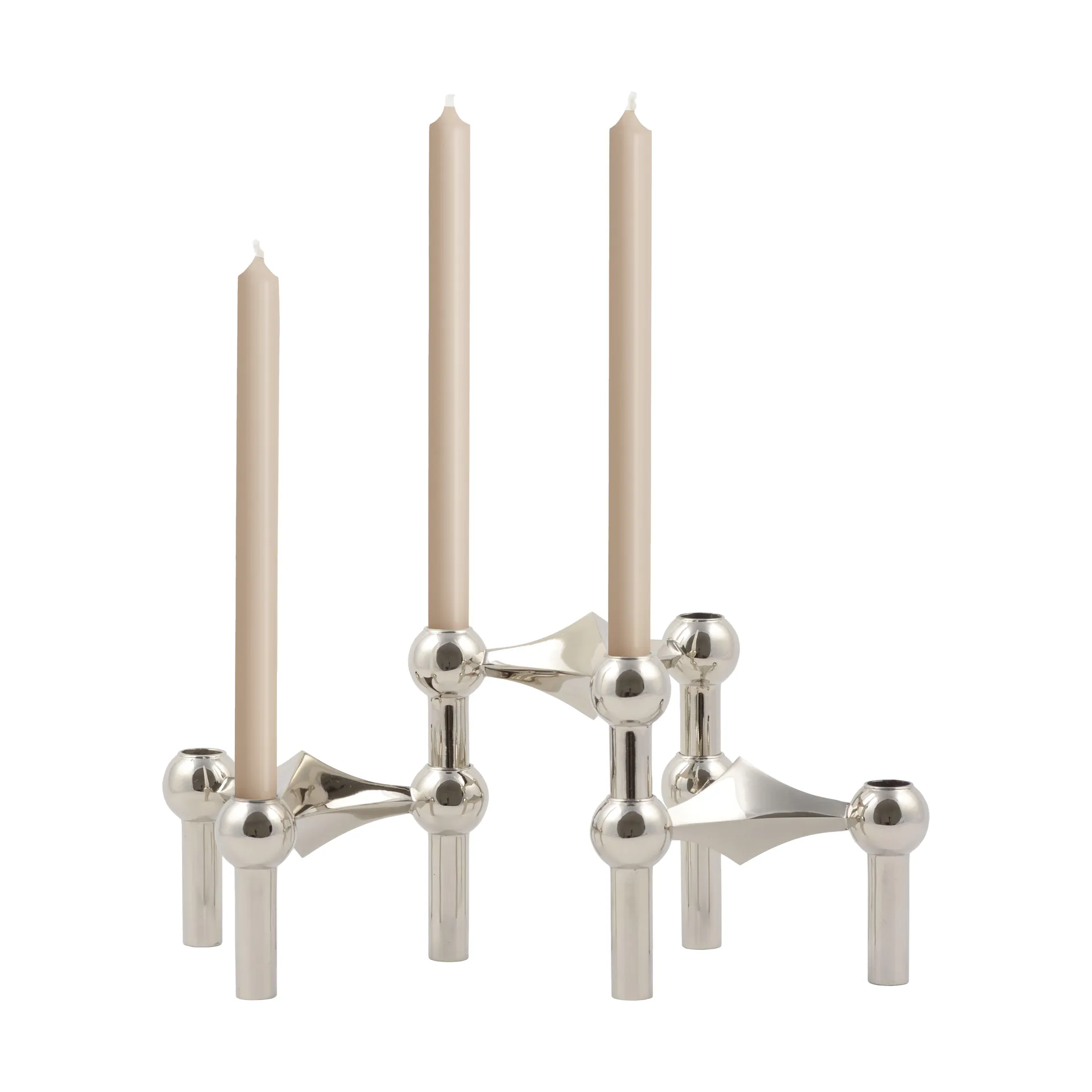 STOFF Nagel ljusstake krom 3-pack + Beige ljus 12-pack STOFF Nagel