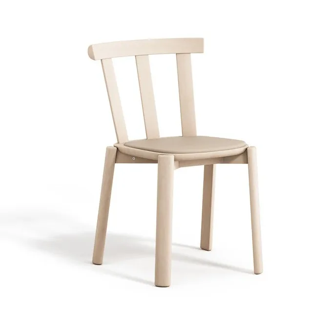 Alt stol klädd sits björk, Hallingdal 65-200 beige-ljus mattlack Stolab