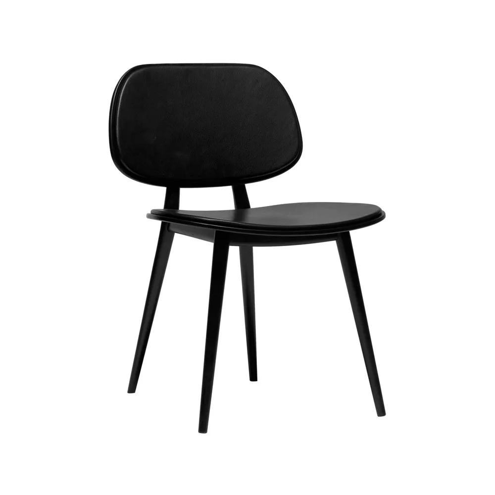 My Chair stol, läder svart, svartlackat björkstativ Stolab