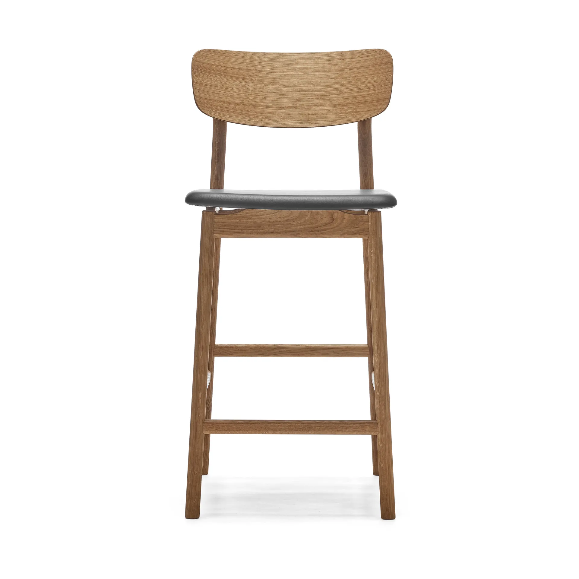 Prima Vista barstol, Läder Elmosoft svart, naturellt oljat ekstativ, 65 cm Stolab