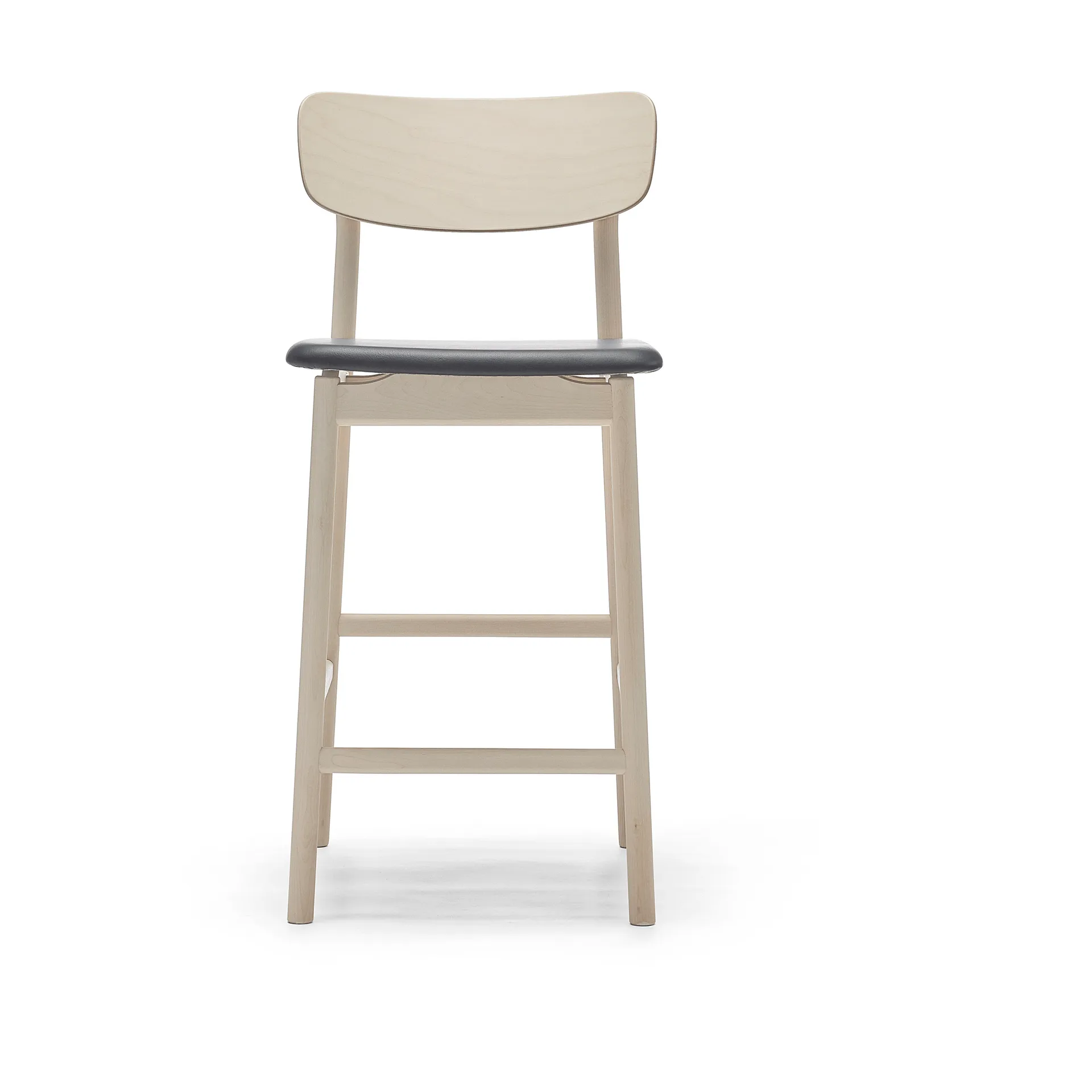 Prima Vista barstol, Läder Elmosoft svart, vitoljat björkstativ, 65 cm Stolab