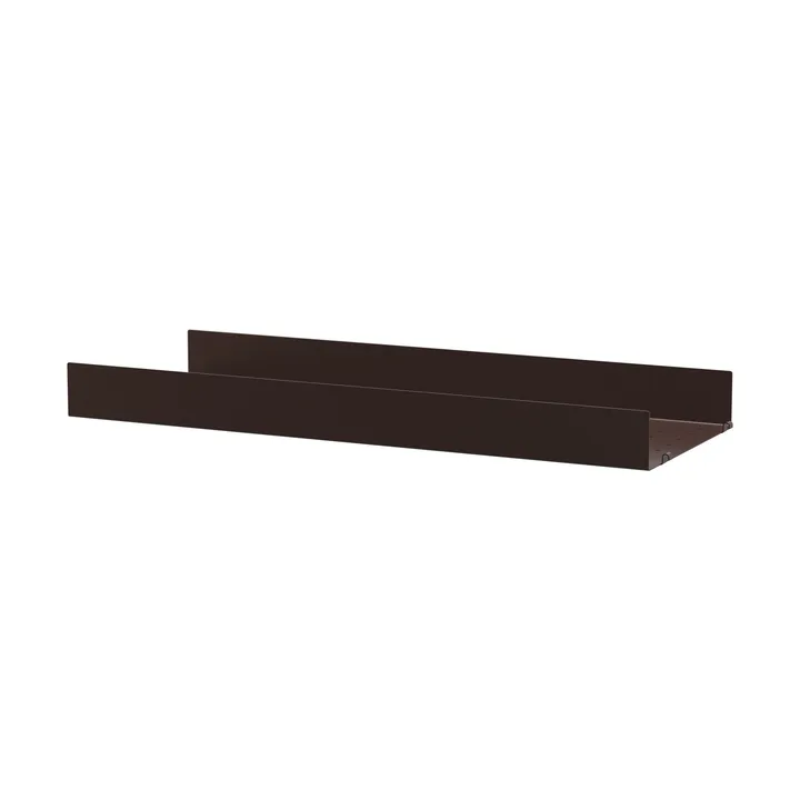 String hyllplan metall - Mörkbrun, 78x30 cm, hög kant - String