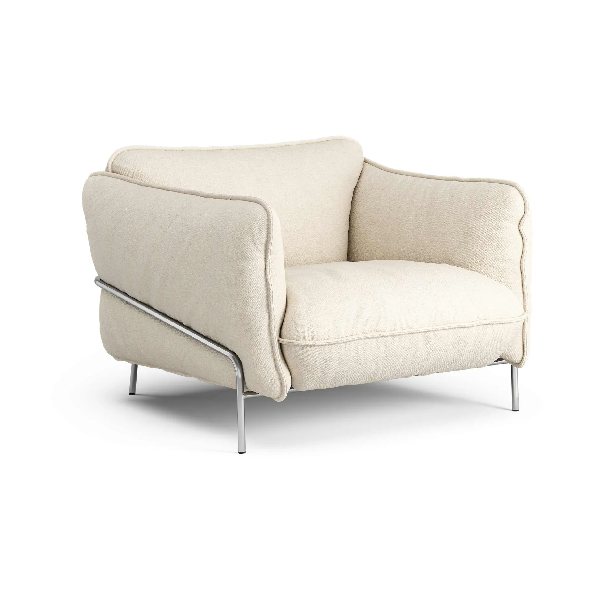 Continental fåtölj, Sealife Light beige/white-kromat stål Swedese