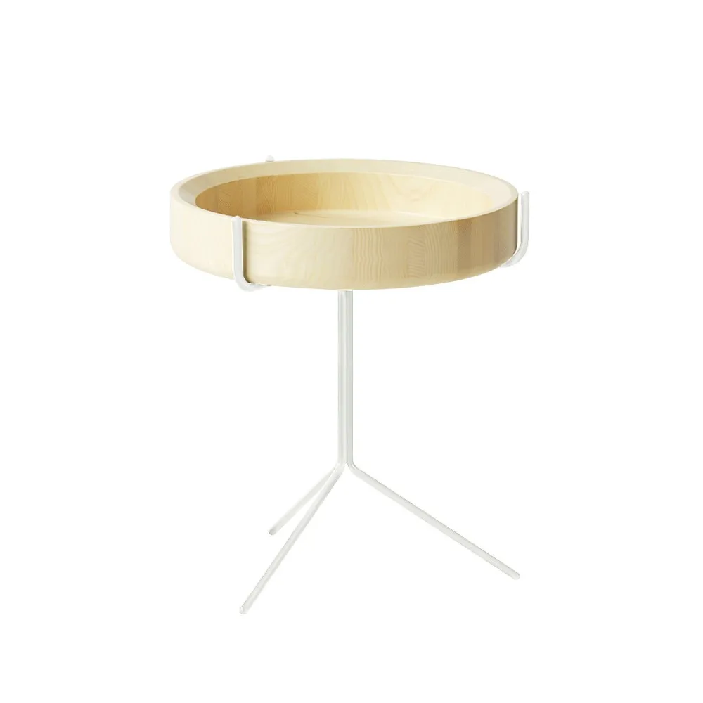 Drum bord, naturlack-h.46cm-vitt stativ Swedese