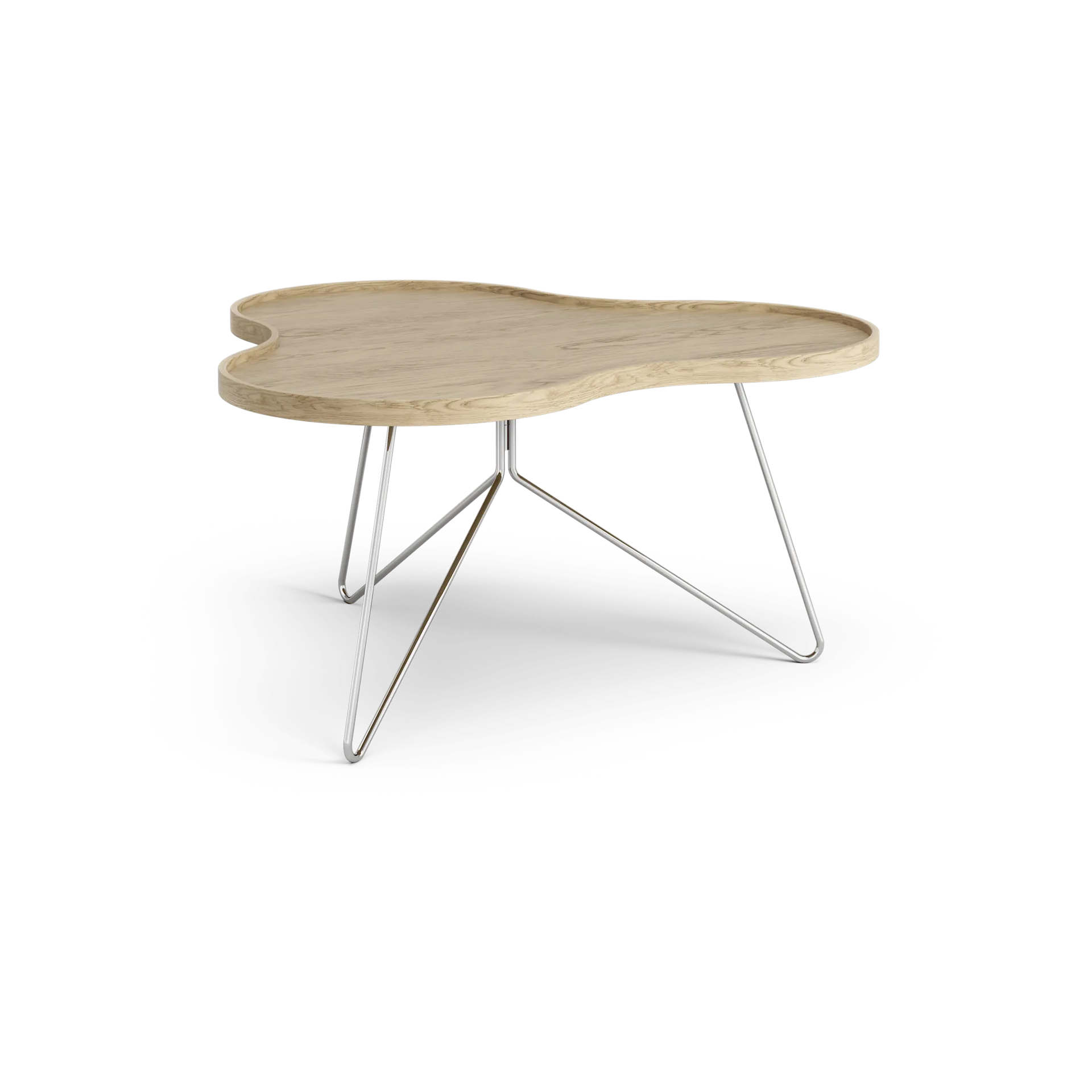 Flower mono bord 84x90 cm, H45cm-ek natur-krom Swedese
