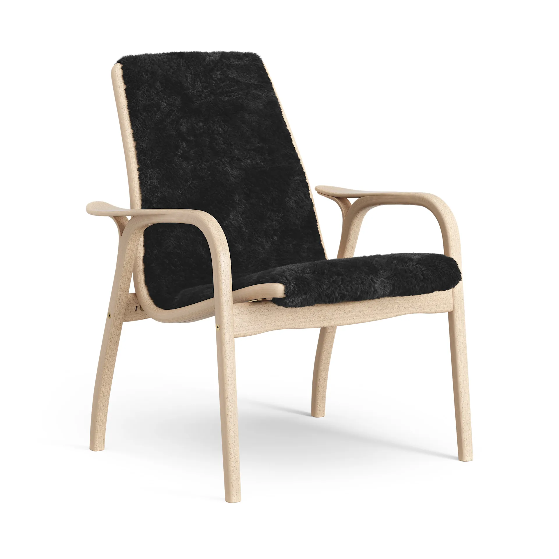 Laminett fåtölj lackad bok/fårskinn, Black (svart) Swedese