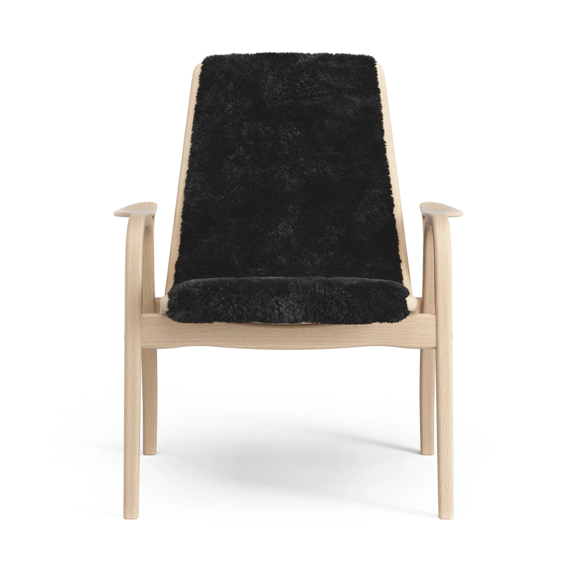 Laminett fåtölj lackad bok/fårskinn, Black (svart) Swedese