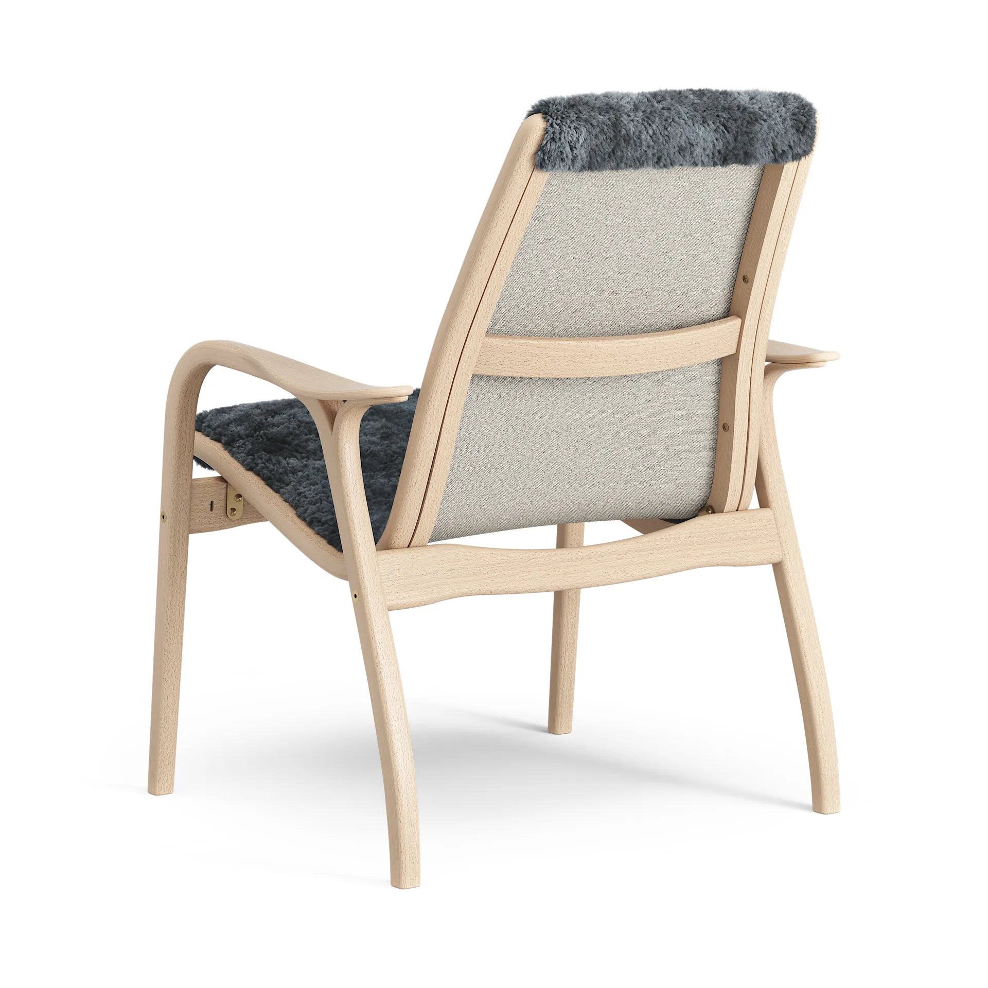 Laminett fåtölj lackad bok/fårskinn, Charcoal (mörkgrå) Swedese