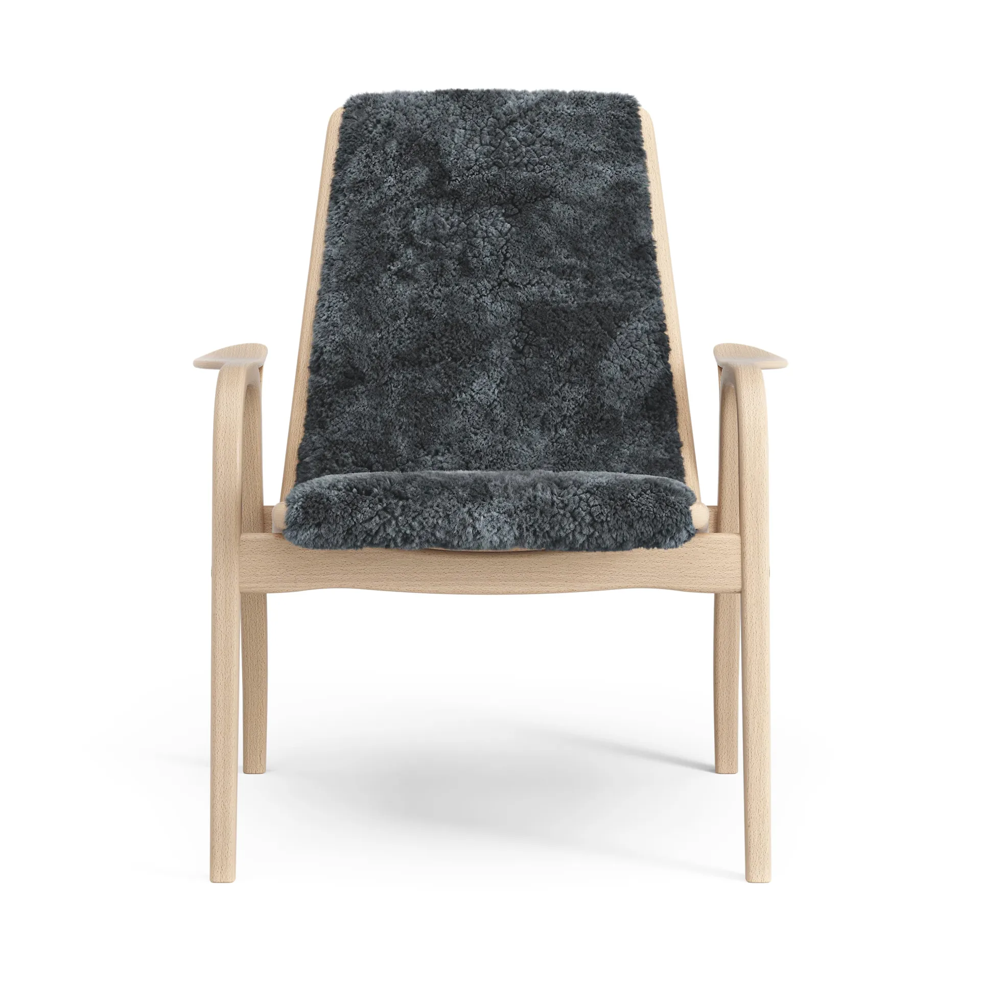 Laminett fåtölj lackad bok/fårskinn, Charcoal (mörkgrå) Swedese