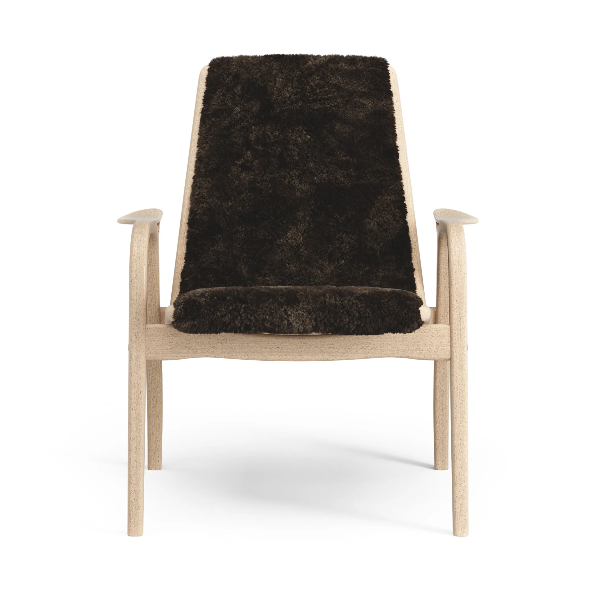 Laminett fåtölj lackad bok/fårskinn, Espresso (brun) Swedese