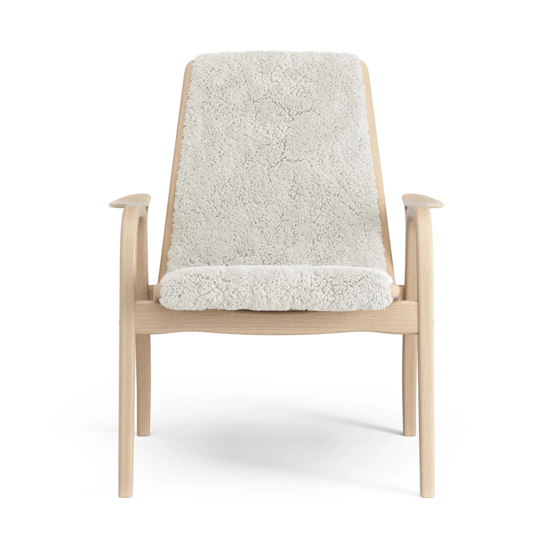 Laminett fåtölj lackad bok/fårskinn, Offwhite (vit) Swedese