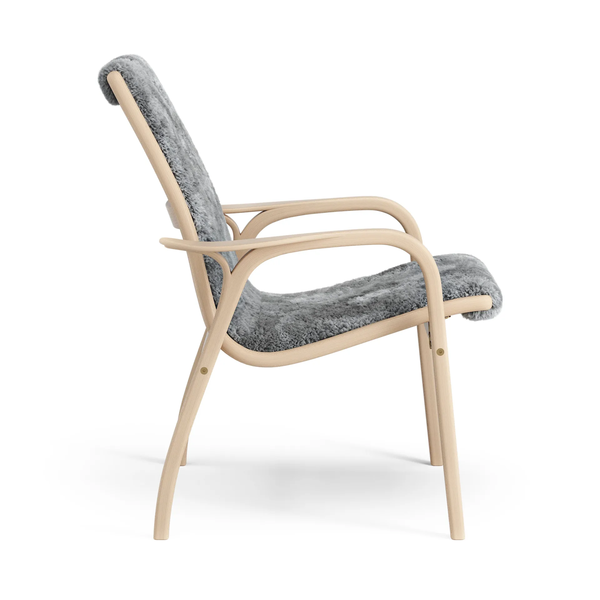 Laminett fåtölj lackad bok/fårskinn, Scandinavian Grey (grå) Swedese
