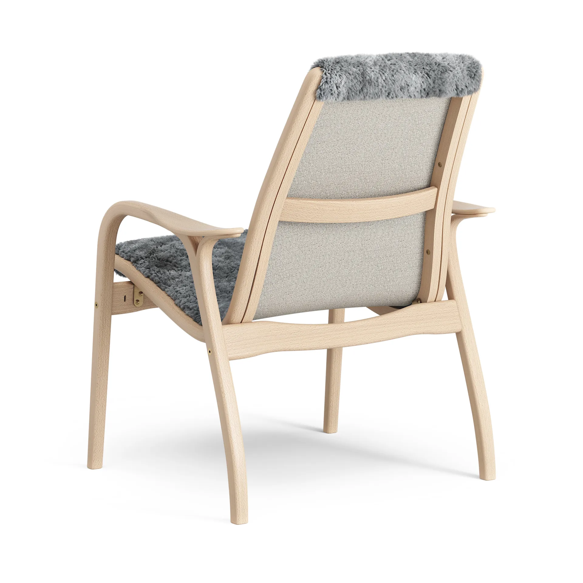 Laminett fåtölj lackad bok/fårskinn, Scandinavian Grey (grå) Swedese