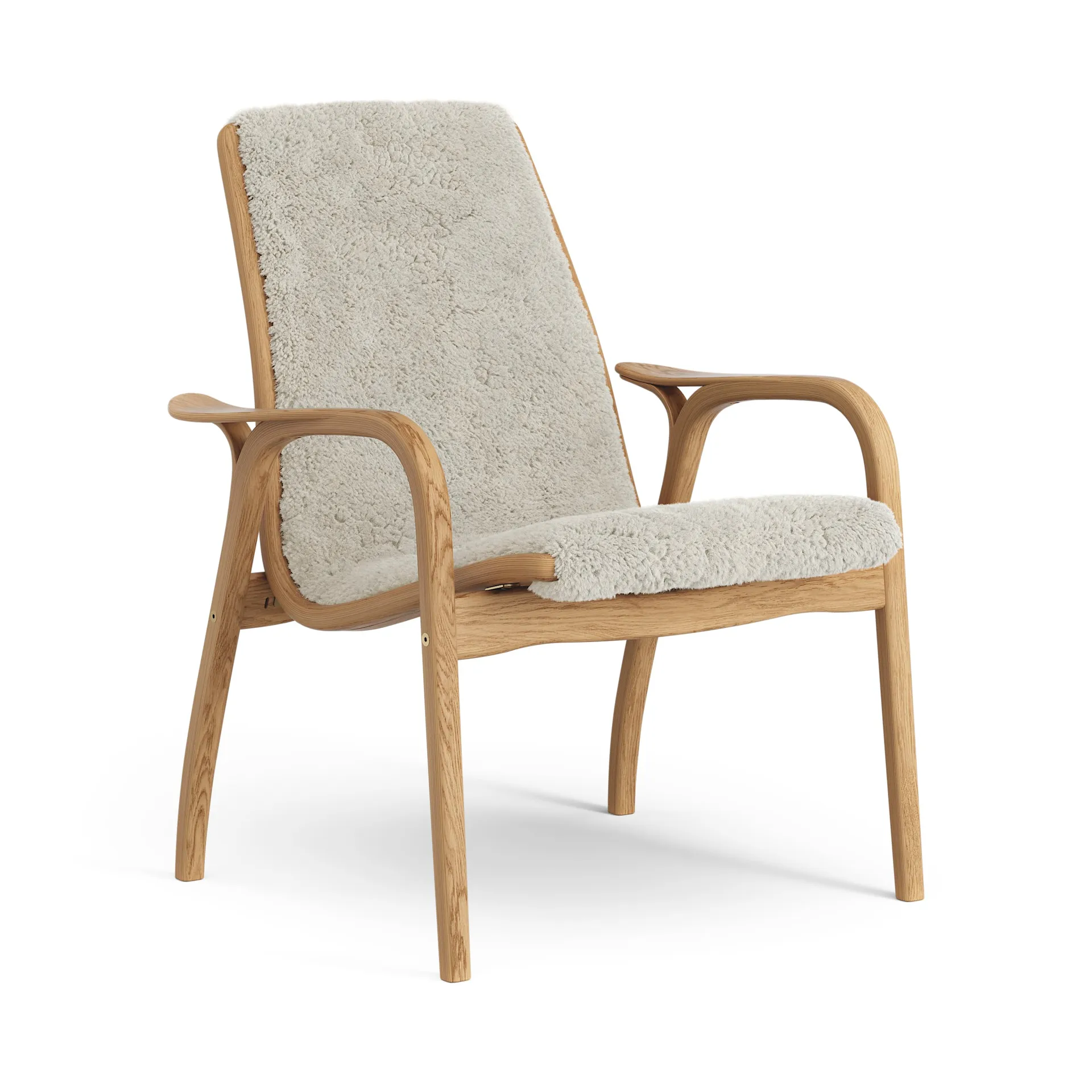 Laminett fåtölj oljad ek/fårskinn, Moonlight (beige) Swedese