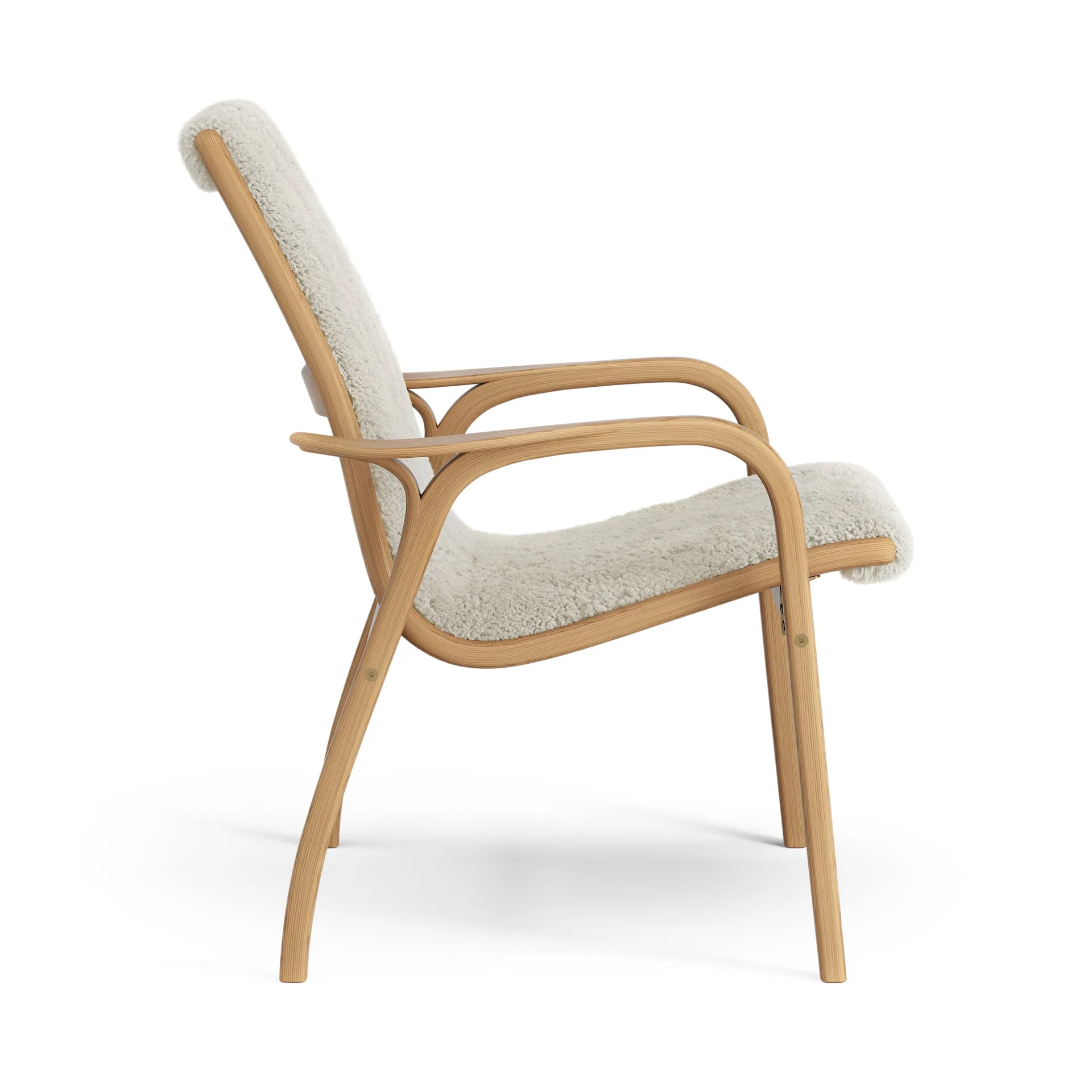 Laminett fåtölj oljad ek/fårskinn, Moonlight (beige) Swedese
