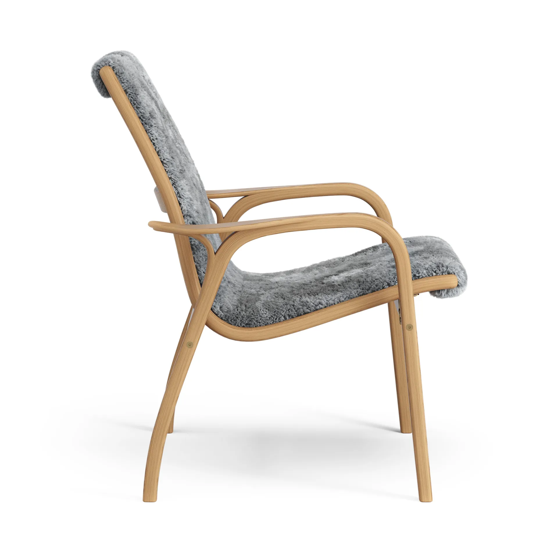 Laminett fåtölj oljad ek/fårskinn, Scandinavian Grey (grå) Swedese
