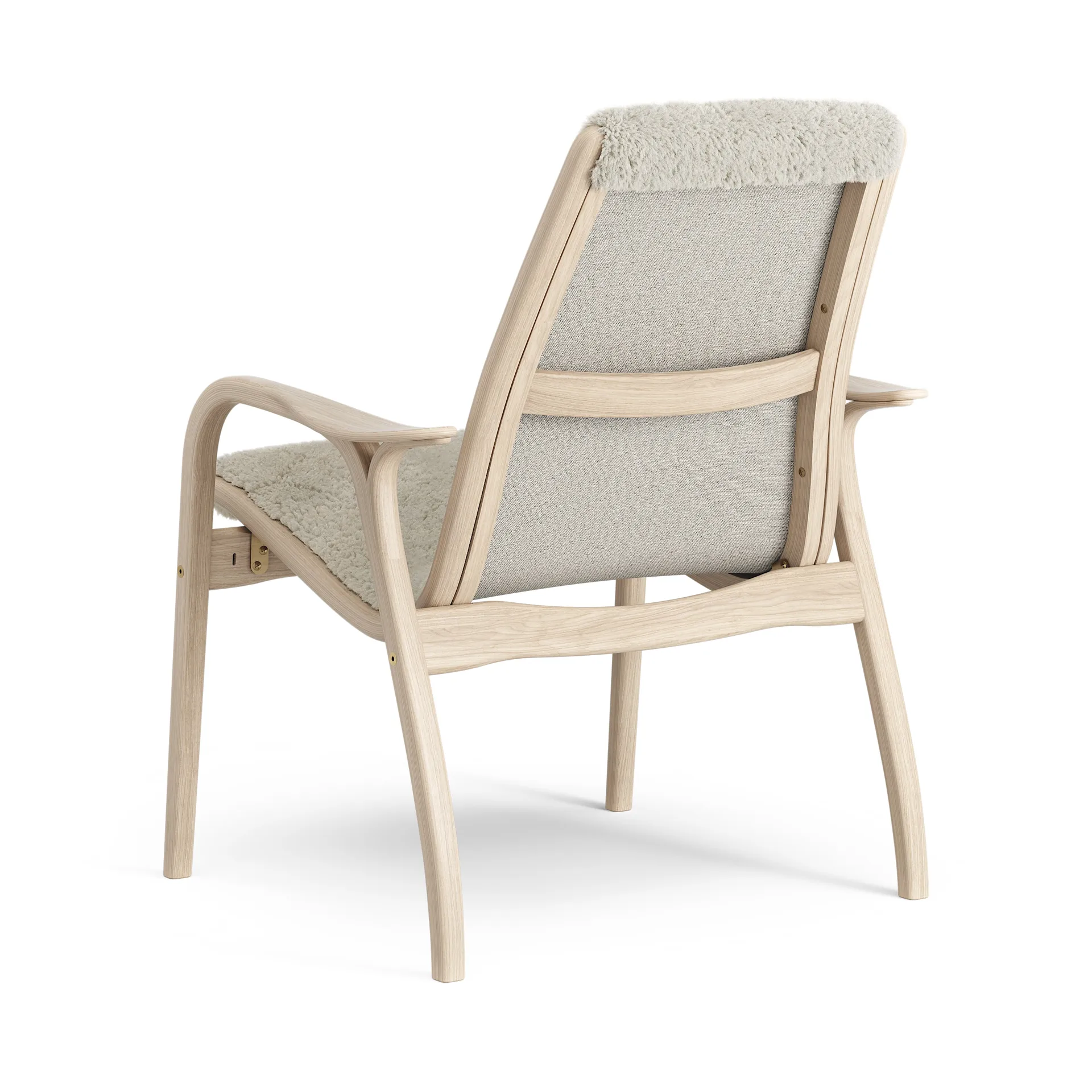 Laminett fåtölj vitpigmenterad ek/fårskinn, Moonlight (beige) Swedese