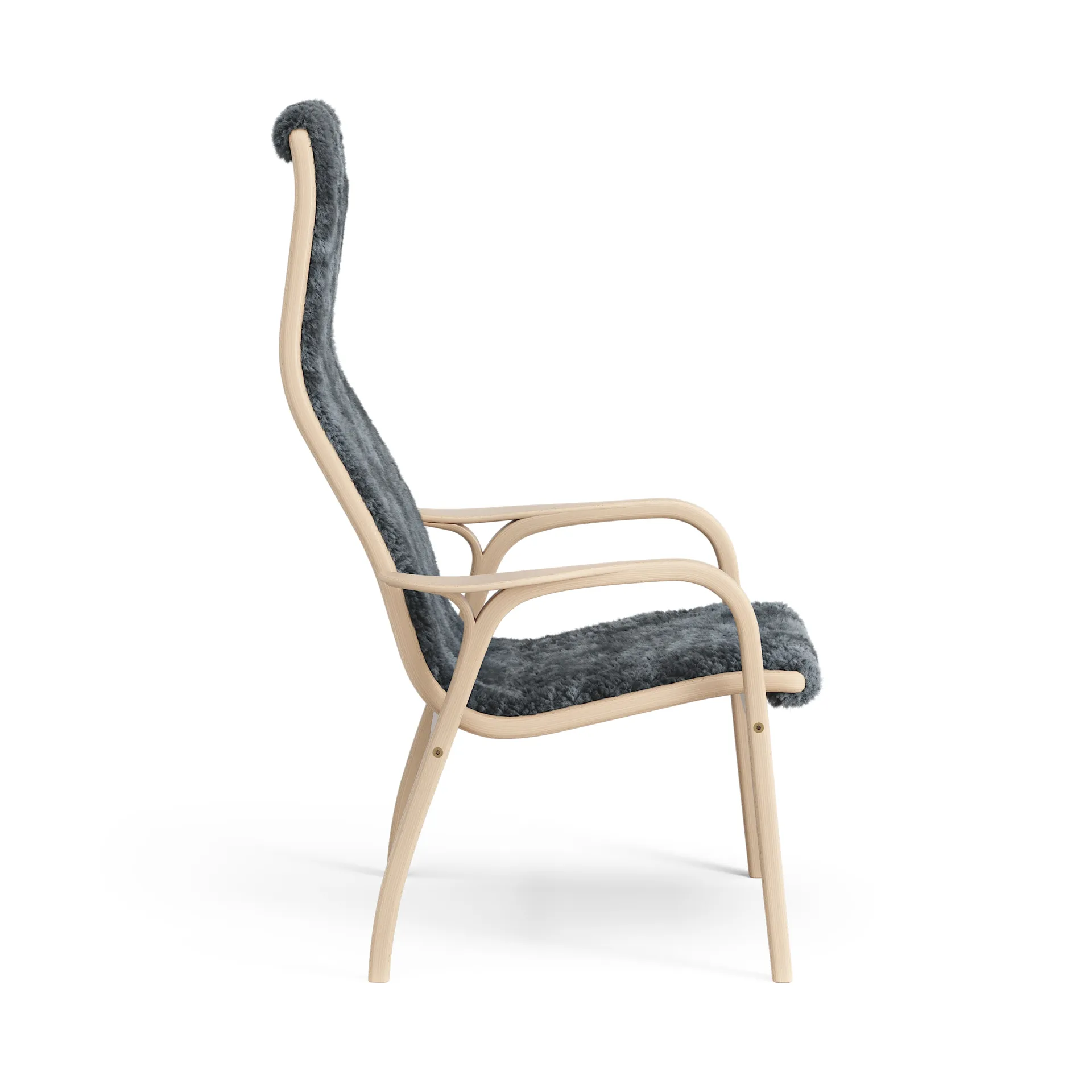 Lamini barnfåtölj lackad bok/fårskinn, Charcoal (mörkgrå) Swedese