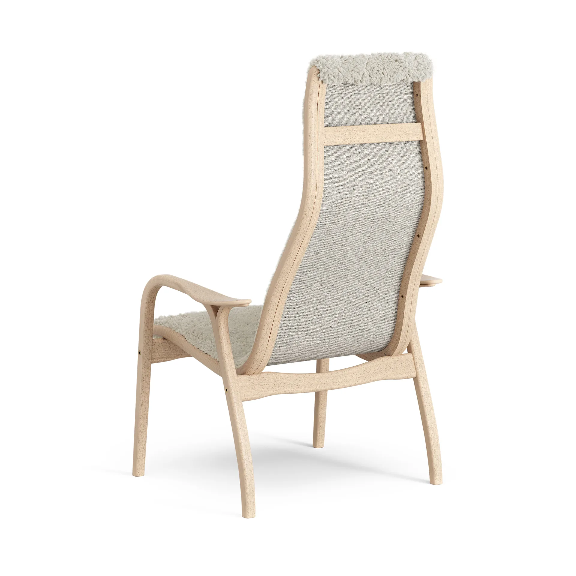 Lamini barnfåtölj lackad bok/fårskinn, Moonlight (beige) Swedese