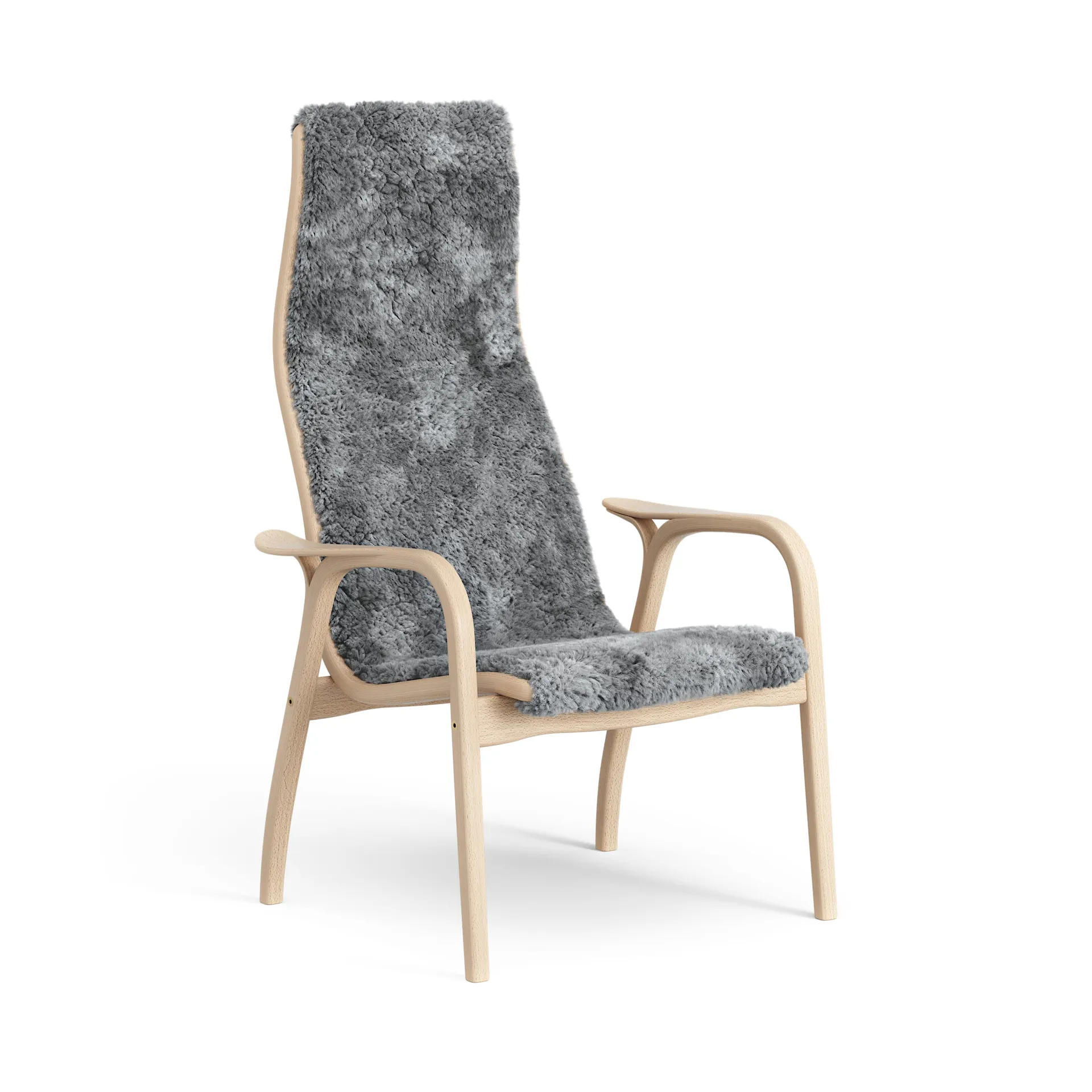Lamini barnfåtölj lackad bok/fårskinn, Scandinavian Grey (grå) Swedese