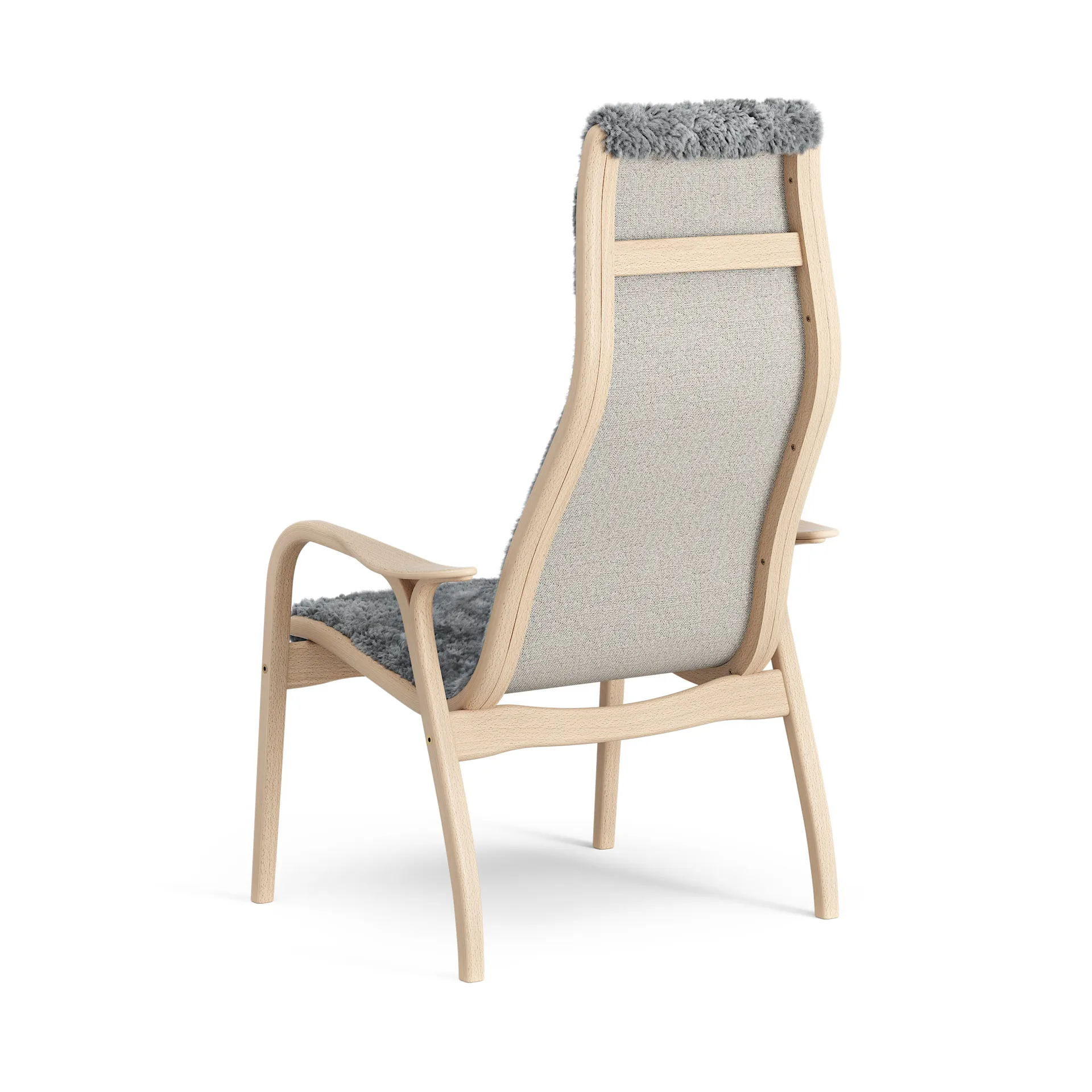 Lamini barnfåtölj lackad bok/fårskinn, Scandinavian Grey (grå) Swedese