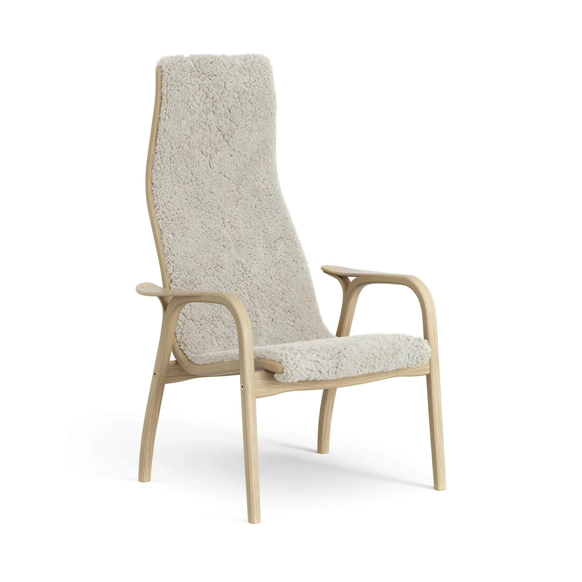 Lamini barnfåtölj lackad ek/fårskinn, Moonlight (beige) Swedese