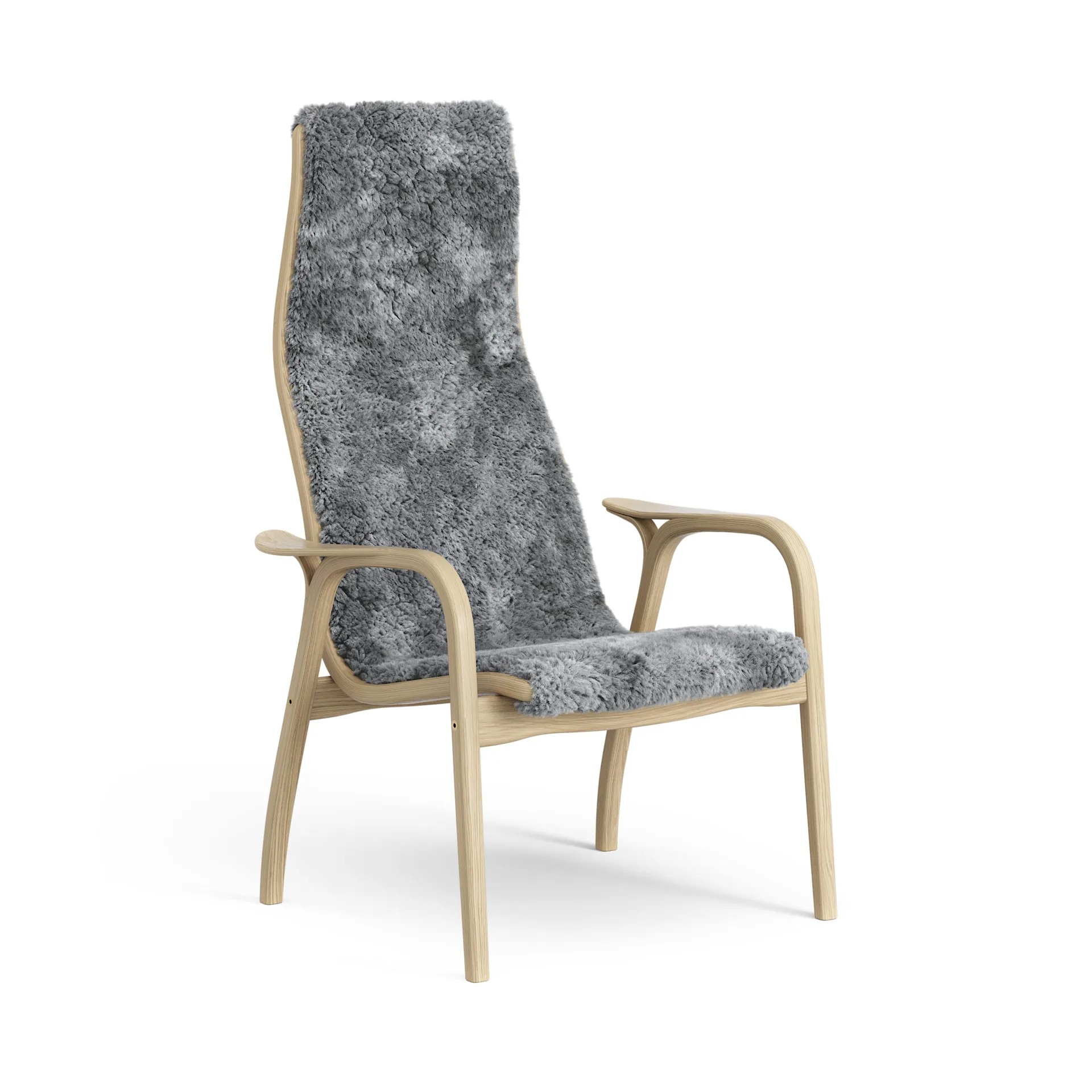 Lamini barnfåtölj lackad ek/fårskinn, Scandinavian Grey (grå) Swedese