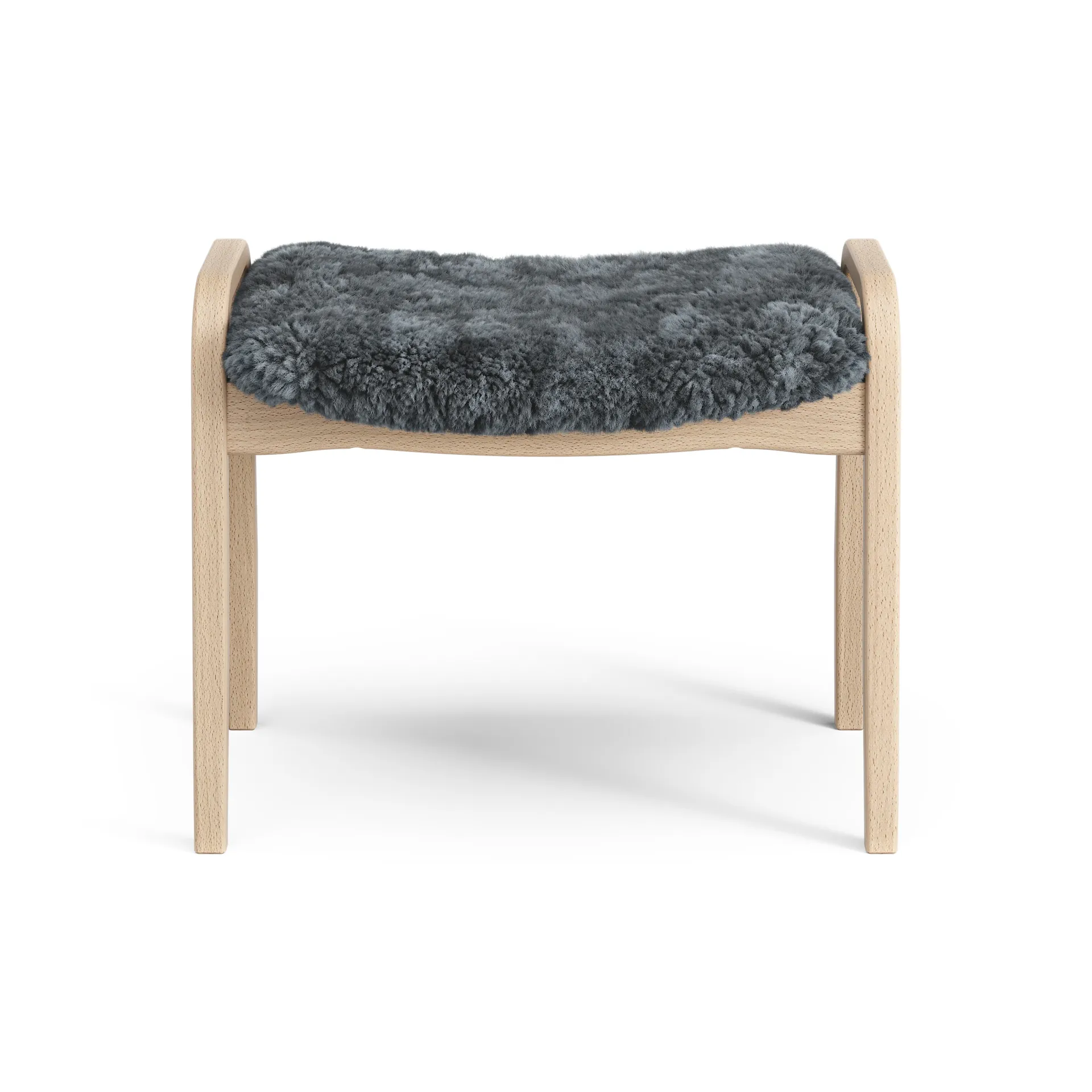 Lamini fotpall till barn lackad bok/fårskinn, Charcoal (mörkgrå) Swedese
