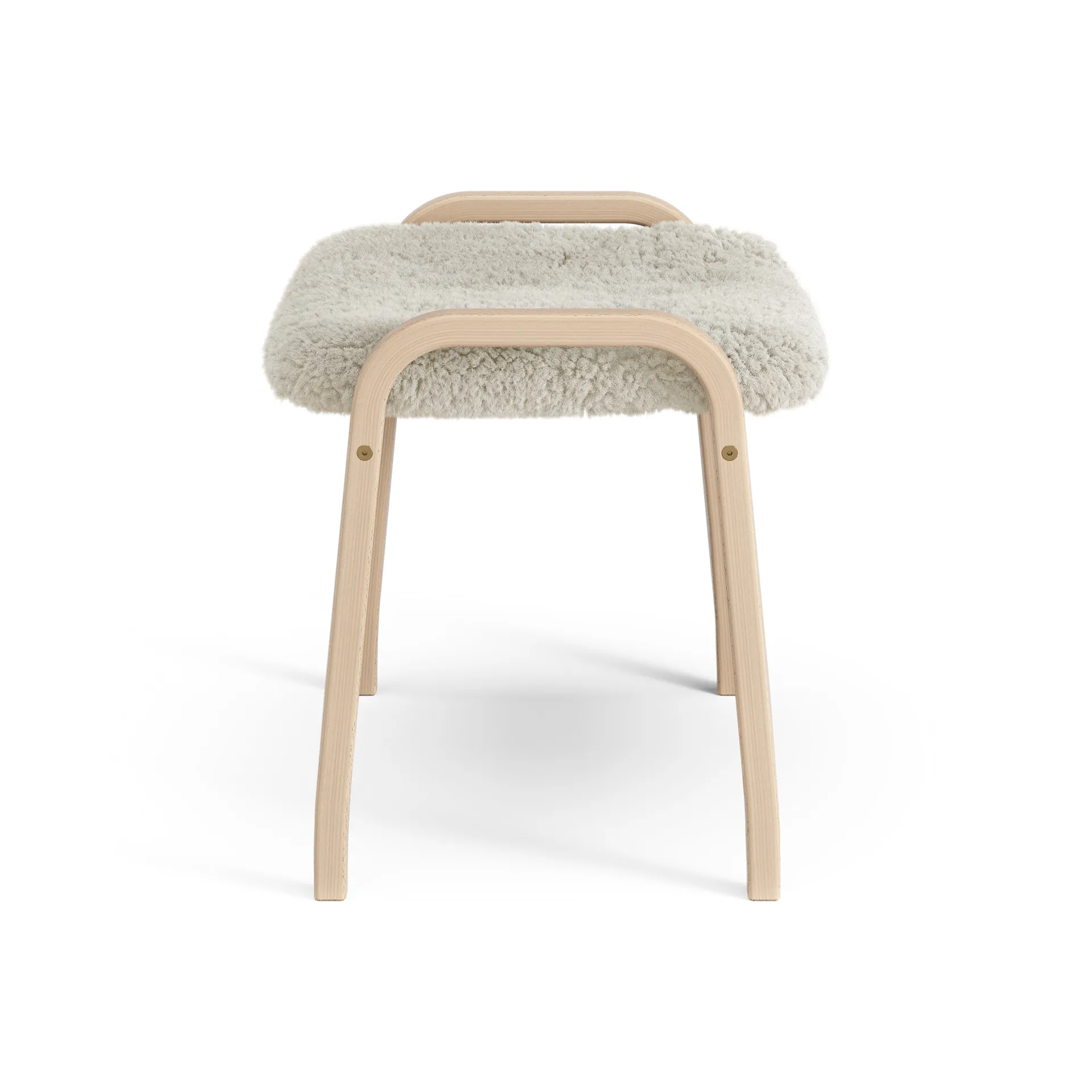 Lamini fotpall till barn lackad bok/fårskinn, Moonlight (beige) Swedese