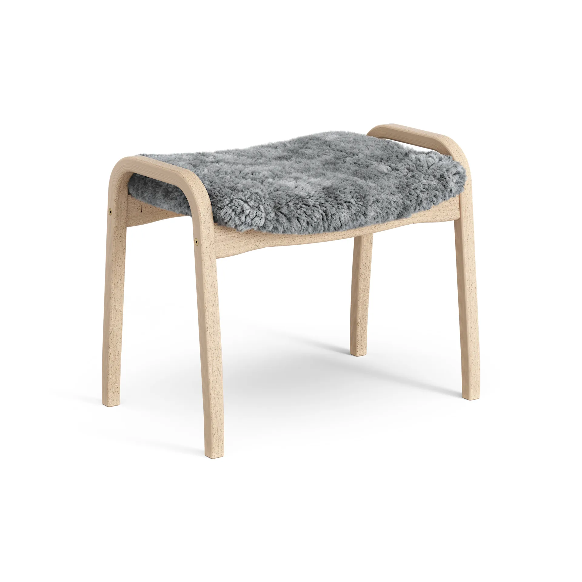 Lamini fotpall till barn lackad bok/fårskinn, Scandinavian Grey (grå) Swedese