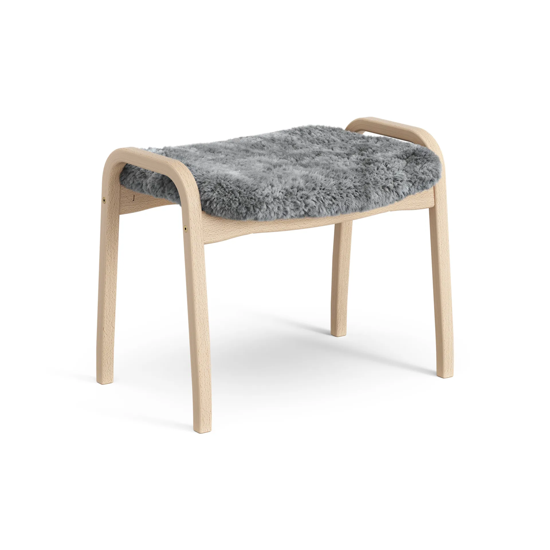 Lamini fotpall till barn lackad bok/fårskinn, Scandinavian Grey (grå) Swedese