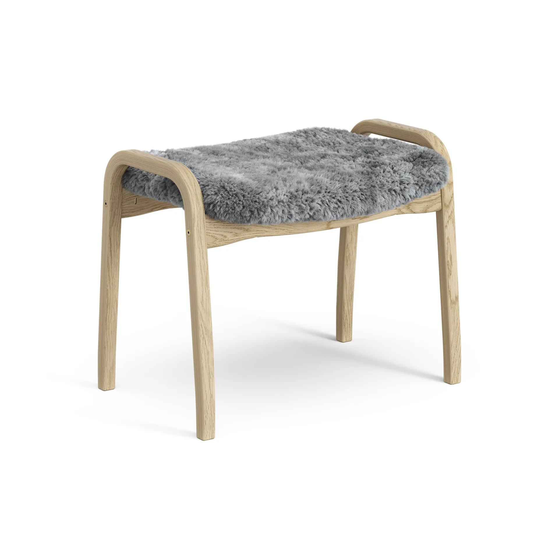 Lamini fotpall till barn lackad ek/fårskinn, Scandinavian Grey (grå) Swedese
