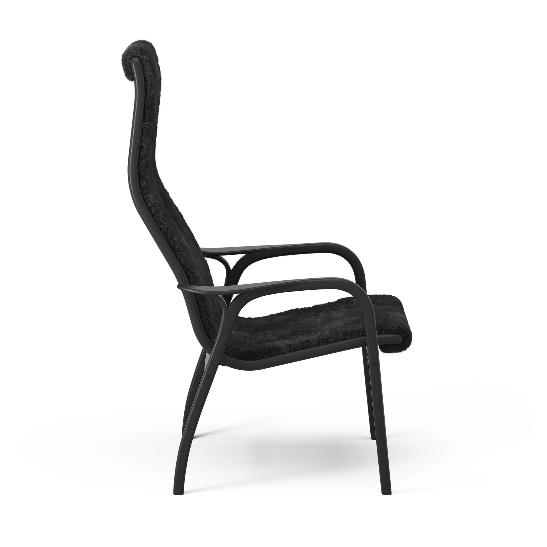 Lamino fåtölj Black Edition, Svart fårskinn-svartbetsad bok Swedese