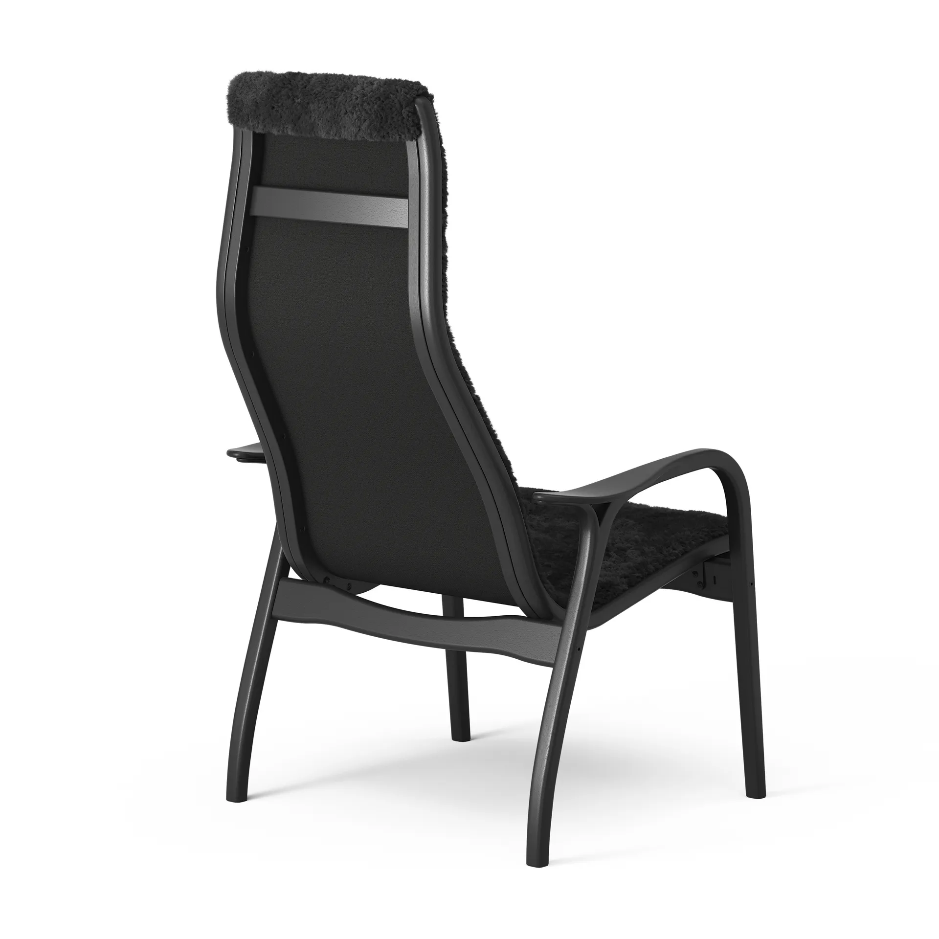 Lamino fåtölj Black Edition, Svart fårskinn-svartbetsad bok Swedese