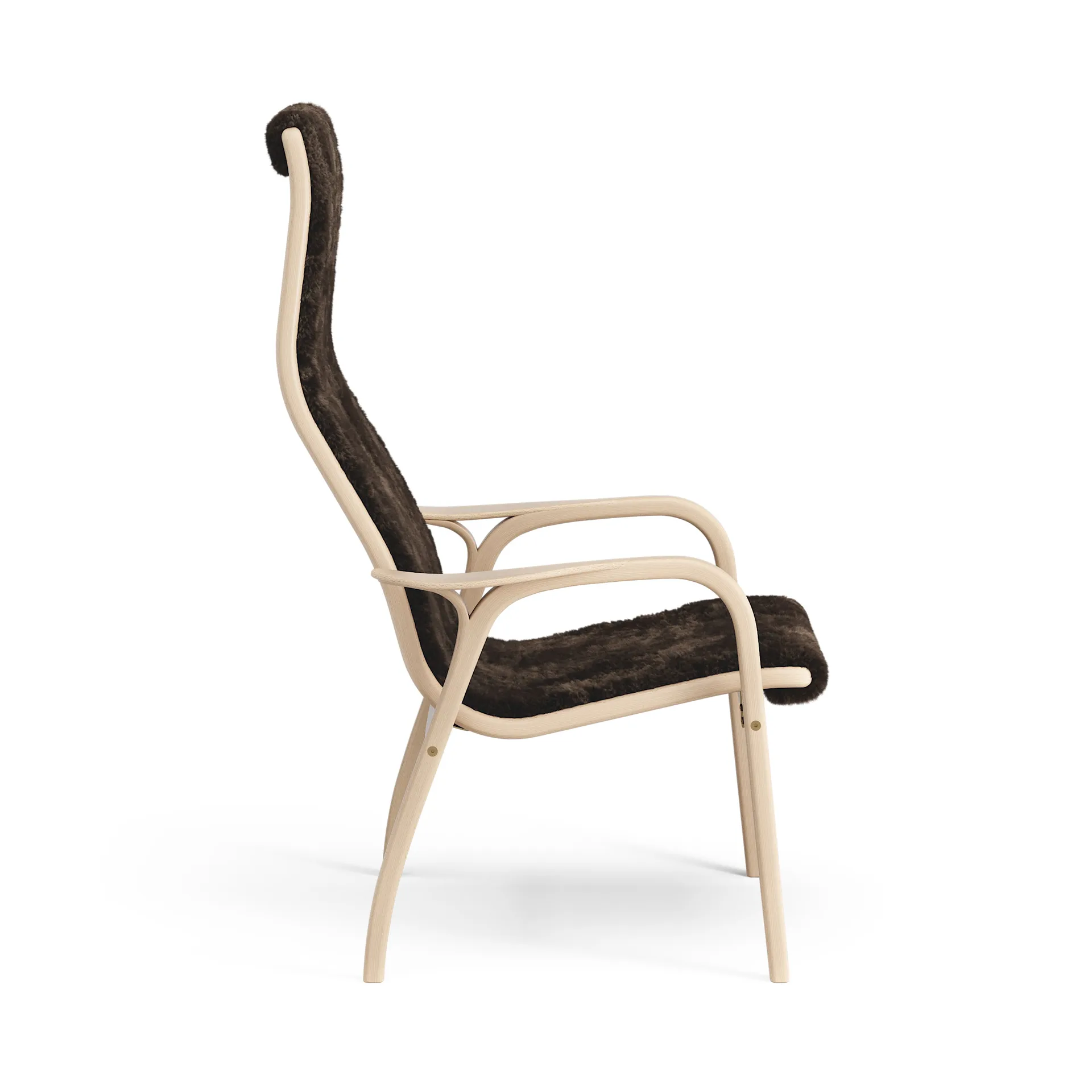 Lamino fåtölj lackad bok/fårskinn, Espresso (brun) Swedese