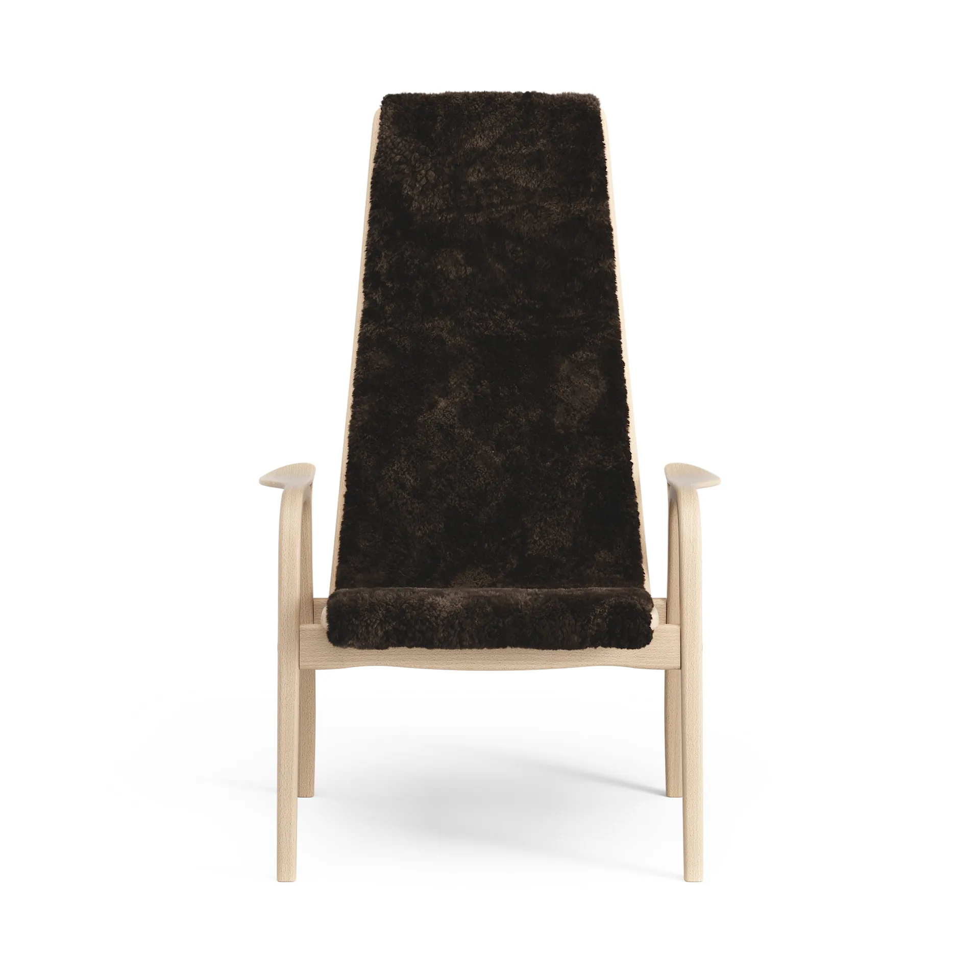 Lamino fåtölj lackad bok/fårskinn, Espresso (brun) Swedese