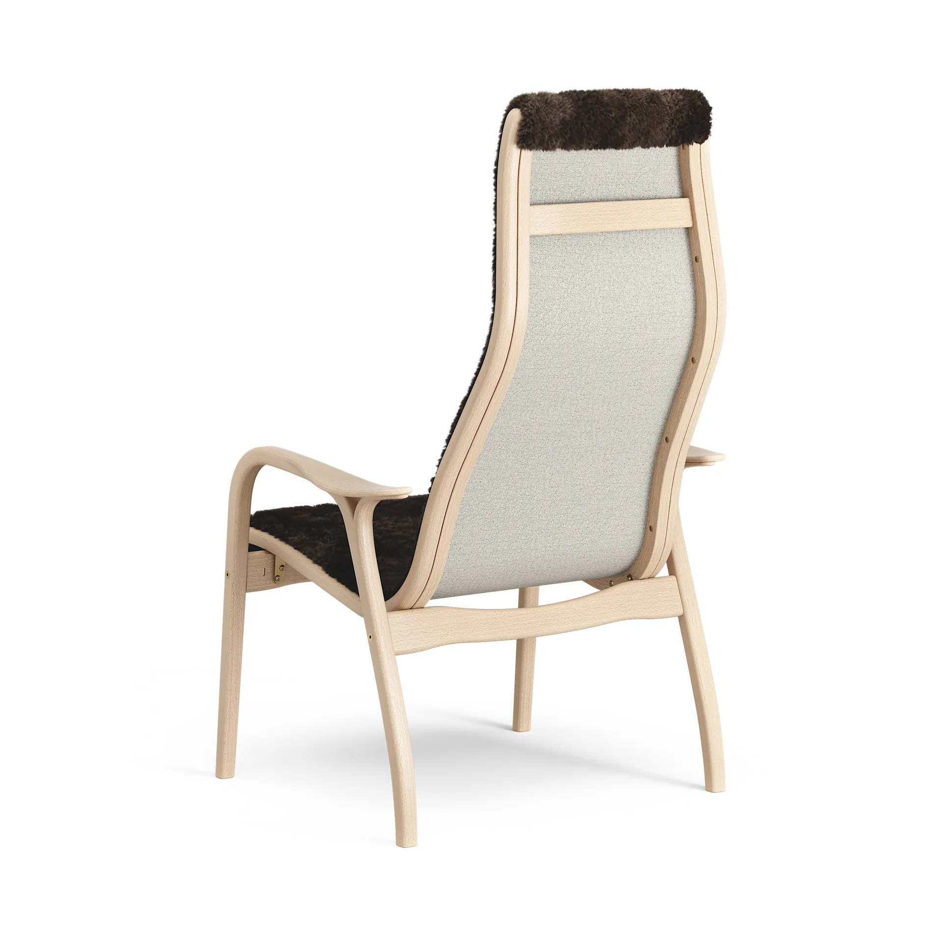 Lamino fåtölj lackad bok/fårskinn, Espresso (brun) Swedese